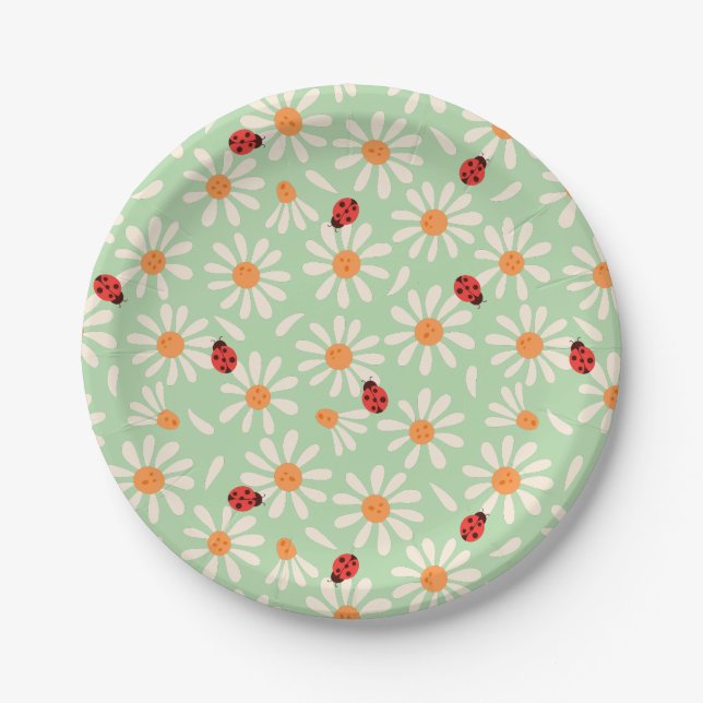 Assiettes En Carton Spring Ladybugs and Daisies (Devant)