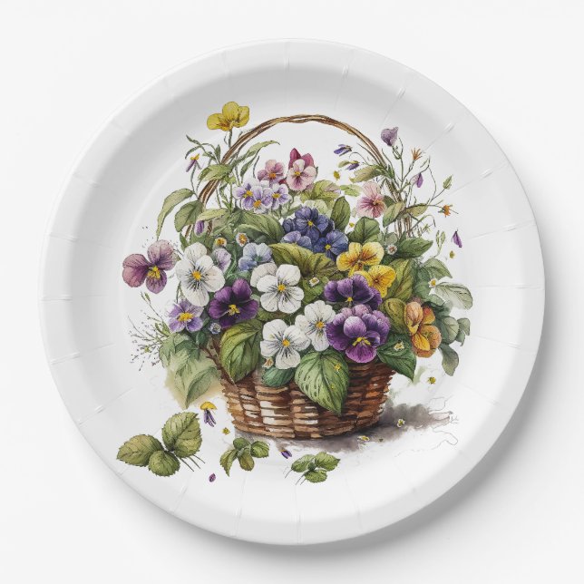 Assiettes En Carton Spring Pansy (Devant)