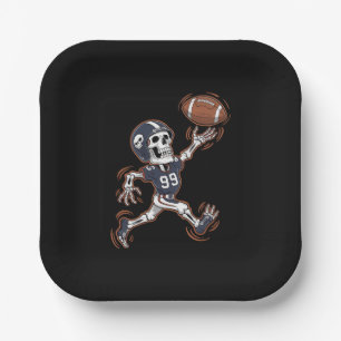 Assiettes En Carton Squelette de football américain Halloween Football