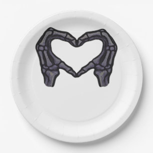 Assiettes En Carton Squelette Mains Formant Un Coeur