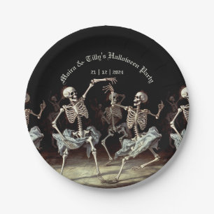 Assiettes En Carton Squelettes dansants de la Mort noire Halloween
