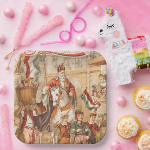 Assiettes En Carton St. Nick St. Nicholas Dutch Sinterklaas Vintage