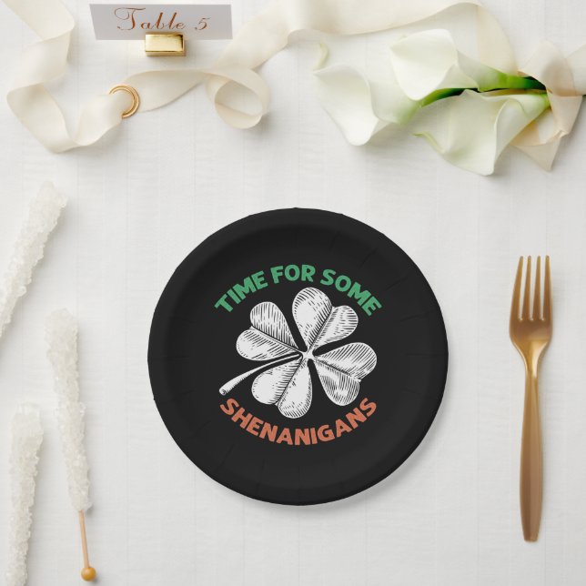 Assiettes En Carton St patrick De Temps Pour Certains Shenanigans Clov (Mariage)