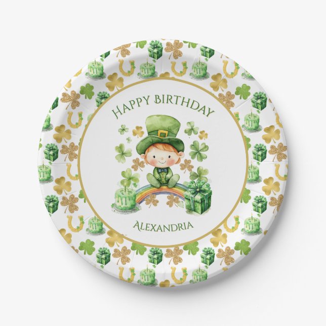 Assiettes En Carton St patrick Lucky One Premier Anniversaire Plaque P (Devant)