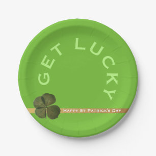 Assiettes En Carton St Patrick Real 4 Leaf Clover Obtenez Lucky Green