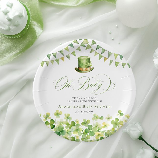 Assiettes En Carton St. Patrick’s Day Green Shamrock Baby Shower (St. Patrick’s Day Green Shamrock Baby Shower Paper Plates)