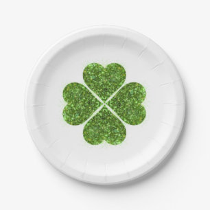 Assiettes En Carton St Patrick’s day, trèfle vert irlandais