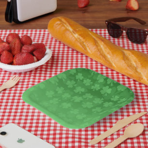 Assiettes En Carton St. Patrick's Day green shamrock ombre motif