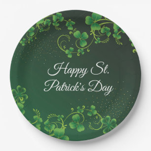 Assiettes En Carton St. Patrick's Day Green Vine Shamrock Irish Party