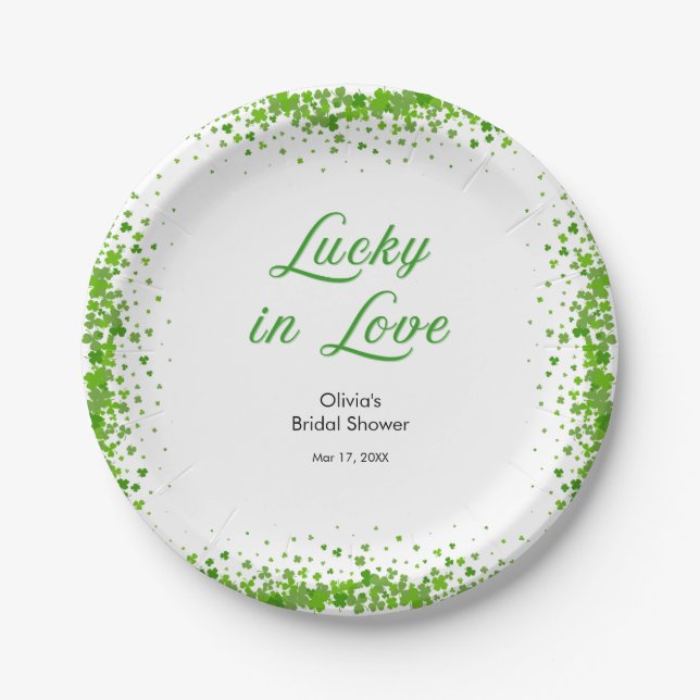 Assiettes En Carton St Patrick's Day Lucky in Love Bridal Shower  (Devant)