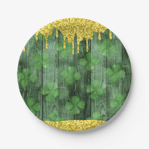 Assiettes En Carton St. Patrick's Day Shamrock Parties scintillant Gol