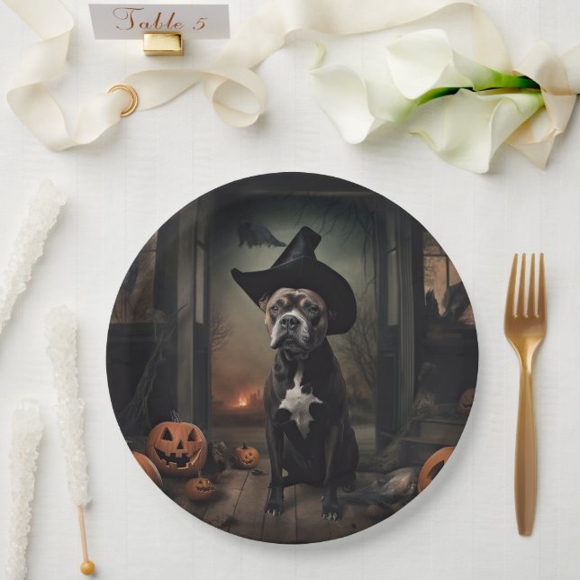 Assiettes En Carton Staffordshire Terrier Citrouilles Halloween effray (Mariage)