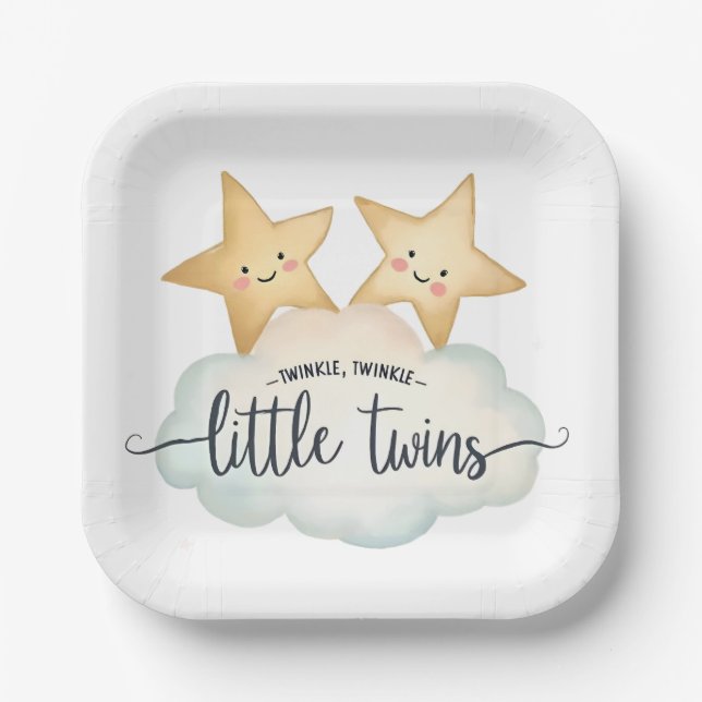 Assiettes En Carton Star & Cloud - Twinkle, Twinkle Little Twins (Recto)
