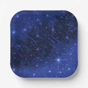 Assiettes En Carton Star Galaxy On Blue