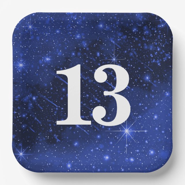 Assiettes En Carton Star Galaxy Pour 13ème anniversaire (Recto)