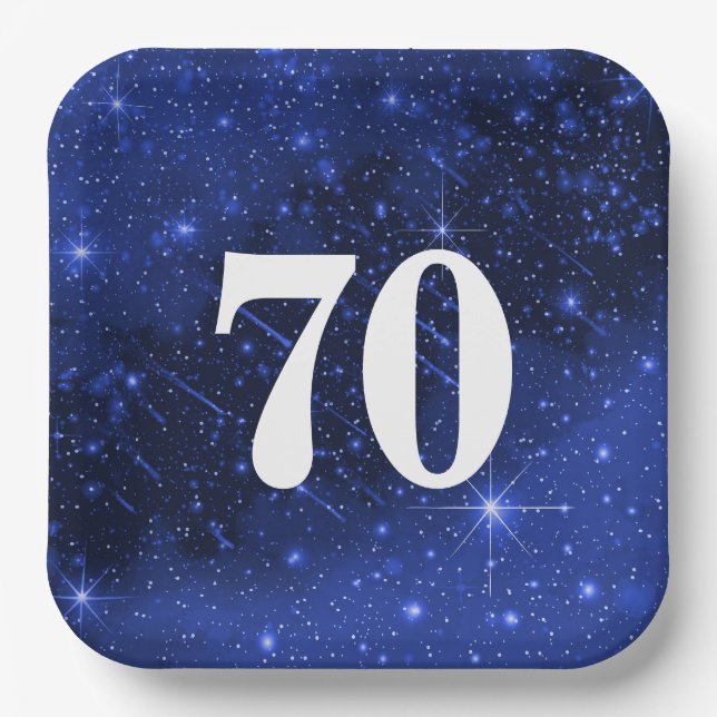 Assiettes En Carton Star Galaxy pour 70ème anniversaire (Recto)