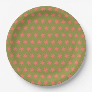 Assiettes En Carton Star Motif Couleurs tendance Corail vert
