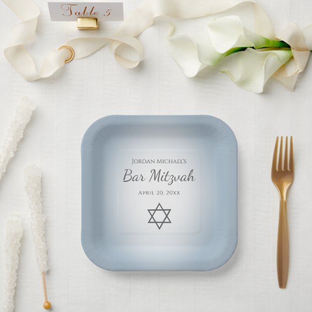 Assiettes En Carton Star of David Simple Blue Modern Bat Mitzvah (Mariage)