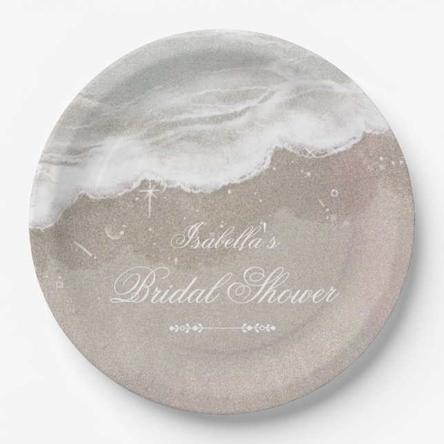 Assiettes En Carton Starfish and Shells Fête des mariées de plage trop (Devant)