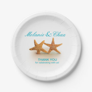 Assiettes En Carton Starfish Couple à la Beach Party   sarcelle