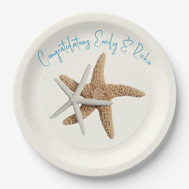Assiettes En Carton Starfish Couple Félicitations Couple Couple Custom (Devant)