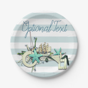 Assiettes En Carton Starfish, Fishing Net & Tall Ship Nautique