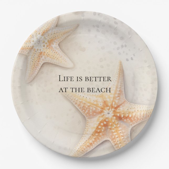 Assiettes En Carton Starfish Ocean Beach (Devant)