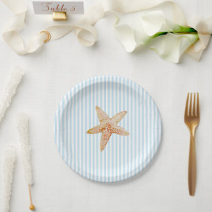 Assiettes En Carton Starfish Peinture Bleue Bleue Bande Océan Beach Pa