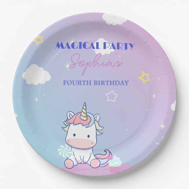 Assiettes En Carton Starlight Unicorn Party Plate (Devant)