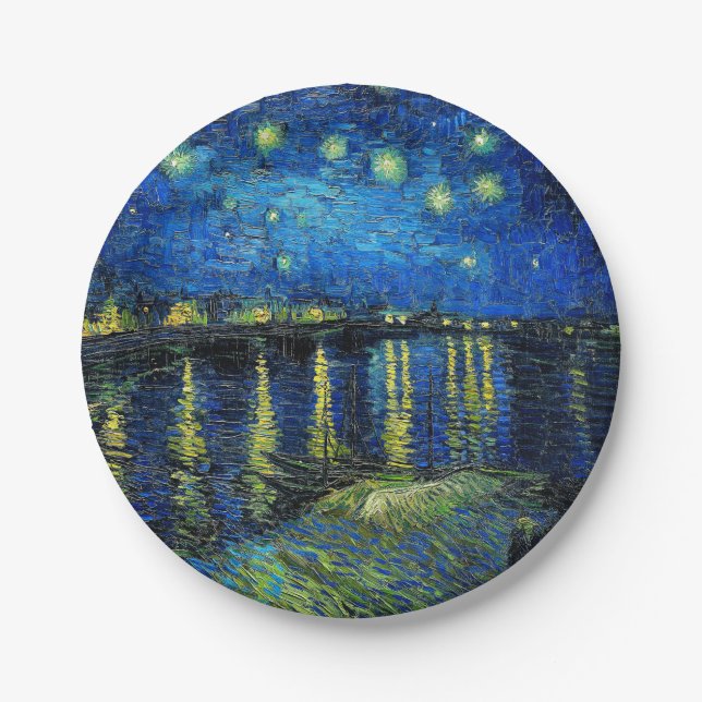 Assiettes En Carton Starry Night Over the Rhone par Vincent Van Gogh (Devant)