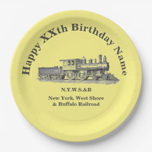 Assiettes En Carton Steam Train homme's Birthday Party Plaque papier