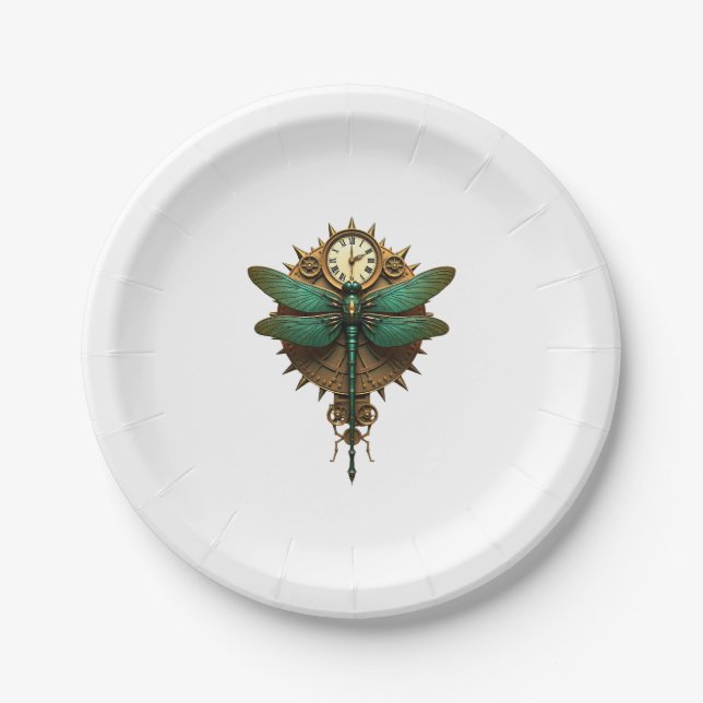 Assiettes En Carton Steampunk Dragonfly Victorian Art Mechanical Steam (Devant)