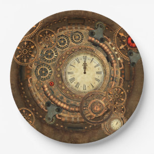 Assiettes En Carton Steampunk, rouages merveilleux