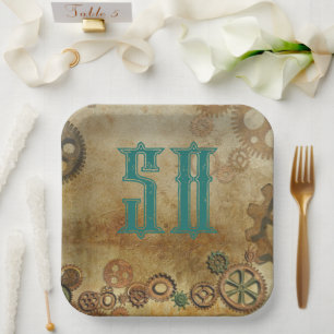 Assiettes En Carton Steampunk Rousty Gears Anniversaire Plaques de pap