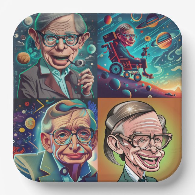 Assiettes En Carton Stephen Hawking Genius (Recto)