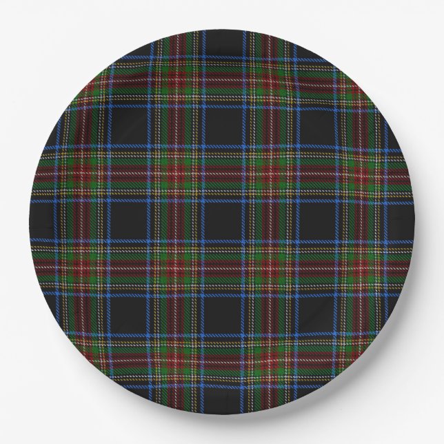 Assiettes En Carton Stewart Black Tartan (Devant)