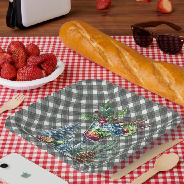 Assiettes En Carton Stewart Blue Scottish Tartan Christmas Paper Plate (Pique-nique)