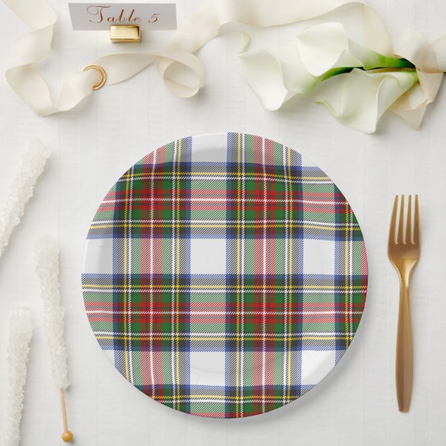 Assiettes En Carton Stewart Royal Dress Plaid Scottish Motif (Mariage)