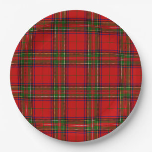 Assiettes En Carton Stewart / Stuart tartan rouge vert plaid