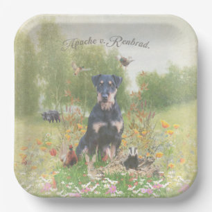 Assiettes En Carton Sticker allemand Chasse Terrier (Jagdterrier)
