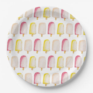 Assiettes En Carton Sticks Popsicle Colorful Pastel Motif d'été