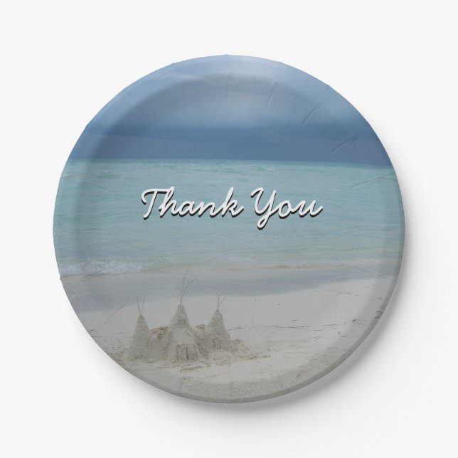 Assiettes En Carton Stormy Sandcastle Beach Landscape (Devant)