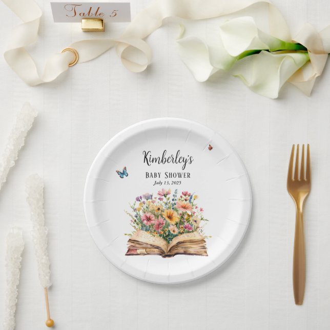 Assiettes En Carton Storybook New Chapter Baby Shower Wildflower  (Mariage)