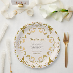 Assiettes En Carton Storybook notre prochain chapitre baby shower cont
