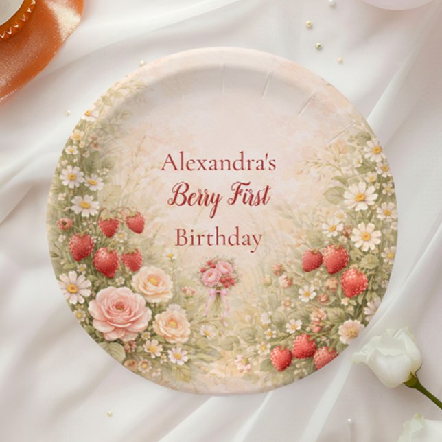 Assiettes En Carton Strawberry First Birthday Garden Party 1st Birthda (Créateur téléchargé)