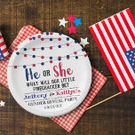 Assiettes En Carton String Lights 4 juillet Gender Revevela Party<br><div class="desc">Célébrez dans le style avec ces femmes branchées révéler des plaques de papier de fête. Le design est facile à personnaliser avec votre propre libellé et votre famille et vos amis seront ravis de voir ces fabuleuses assiettes de fête.</div>
