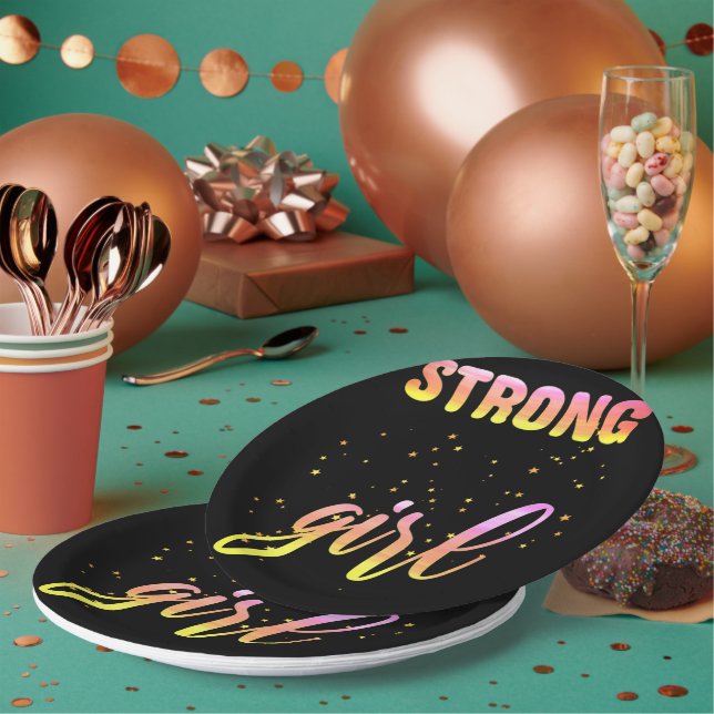 Assiettes En Carton Strong Girl Pastel Star (Multi)
