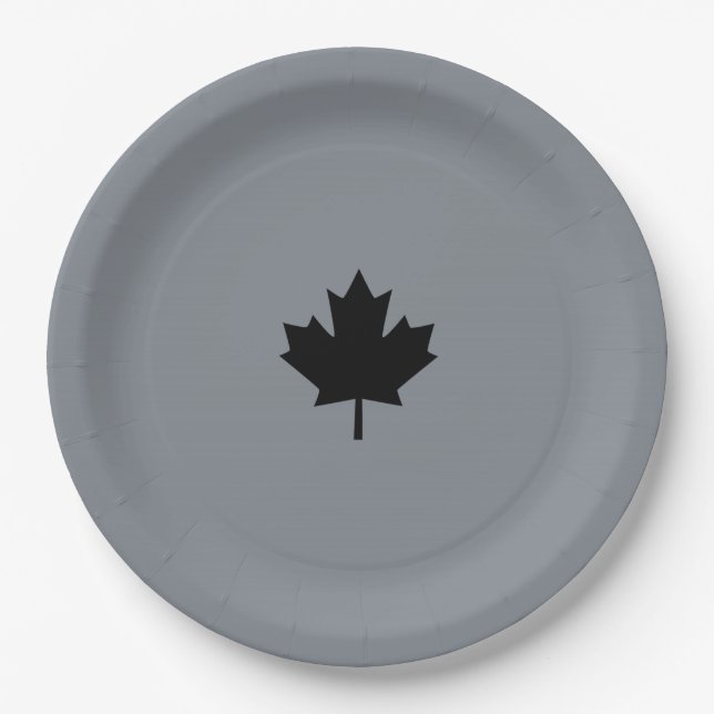 Assiettes En Carton Style canadien de feuille d'érable noire (Devant)