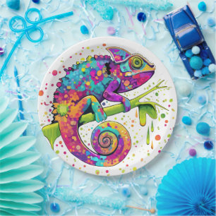 Assiettes En Carton Style d'aquarelle des teintures Chameleon