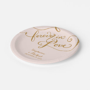 Assiettes En Carton Style de balise Script Forever in Love Gold Look
